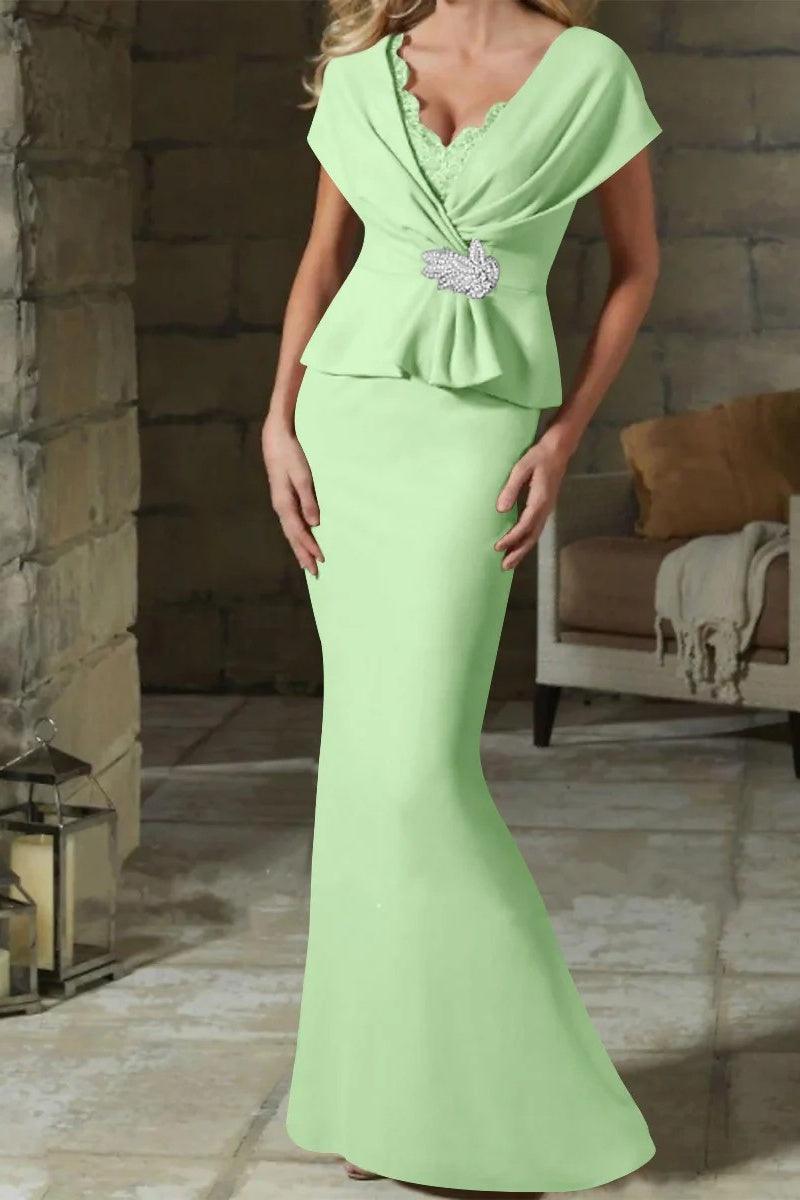 Sheath Column V Neck Mother of the Bride Dresses with Belt CM0346 - COCOMELODY