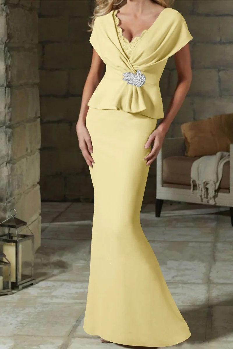 Sheath Column V Neck Mother of the Bride Dresses with Belt CM0346 - COCOMELODY
