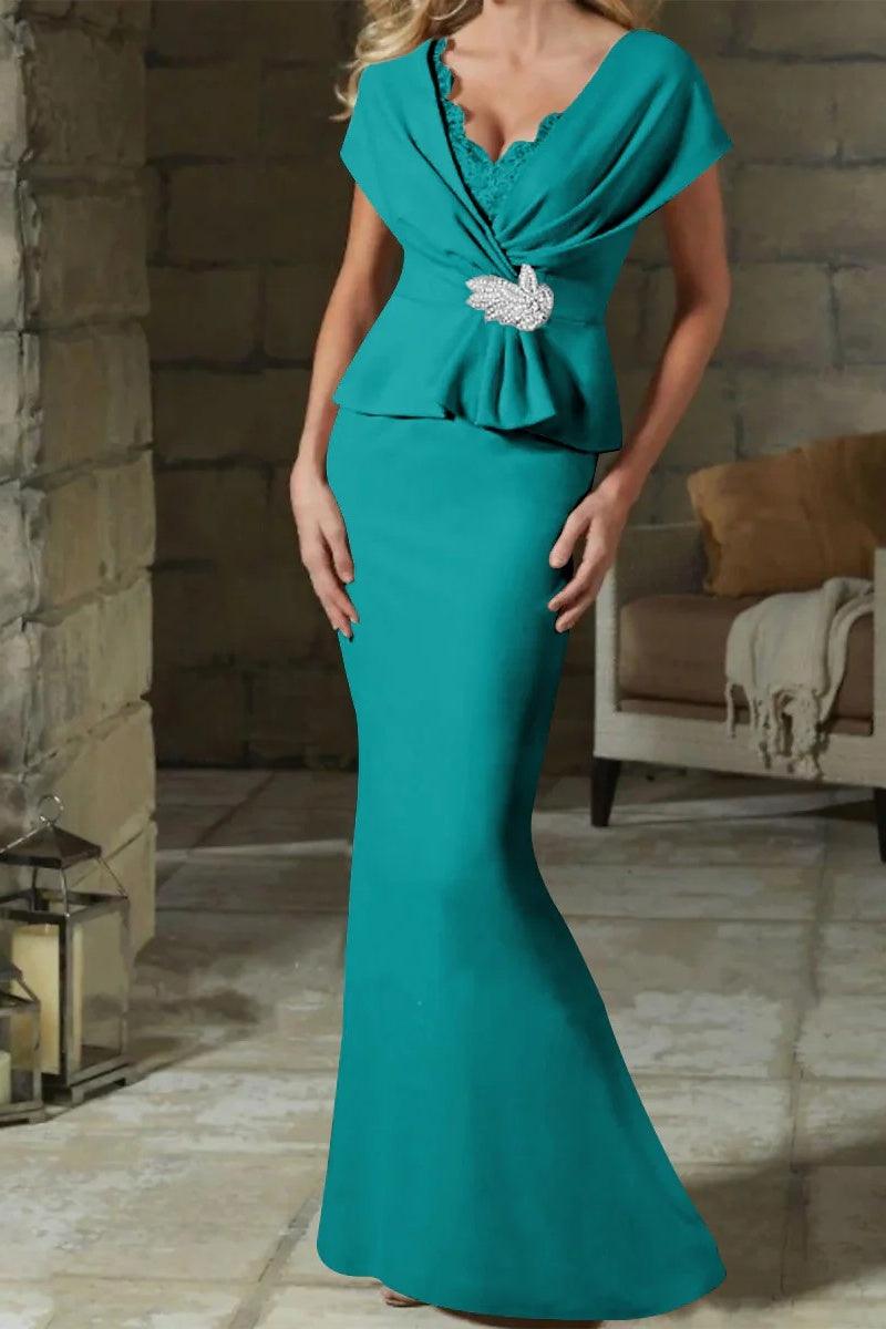 Sheath Column V Neck Mother of the Bride Dresses with Belt CM0346 - COCOMELODY