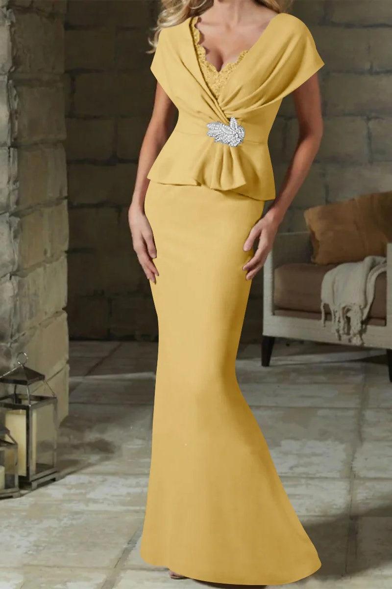 Sheath Column V Neck Mother of the Bride Dresses with Belt CM0346 - COCOMELODY
