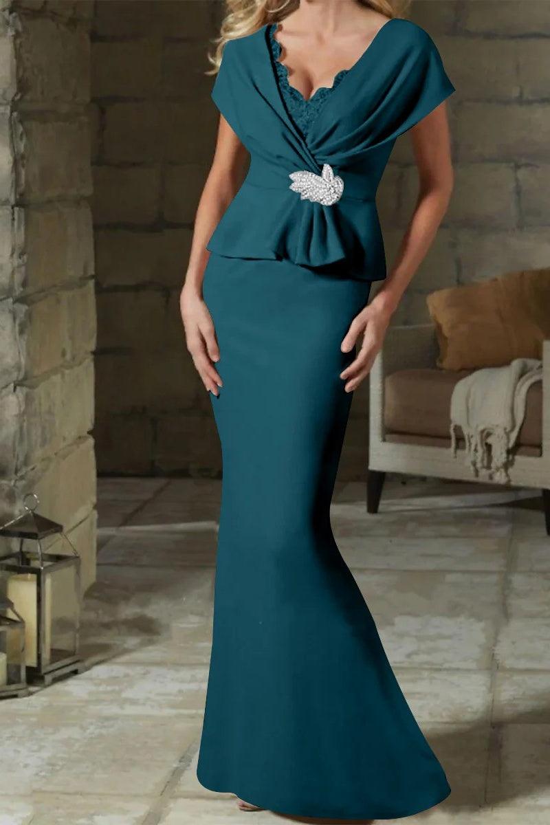 Sheath Column V Neck Mother of the Bride Dresses with Belt CM0346 - COCOMELODY