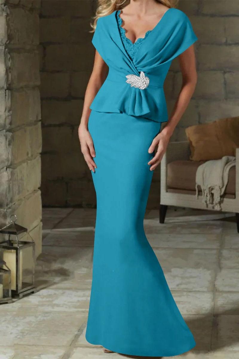 Sheath Column V Neck Mother of the Bride Dresses with Belt CM0346 - COCOMELODY