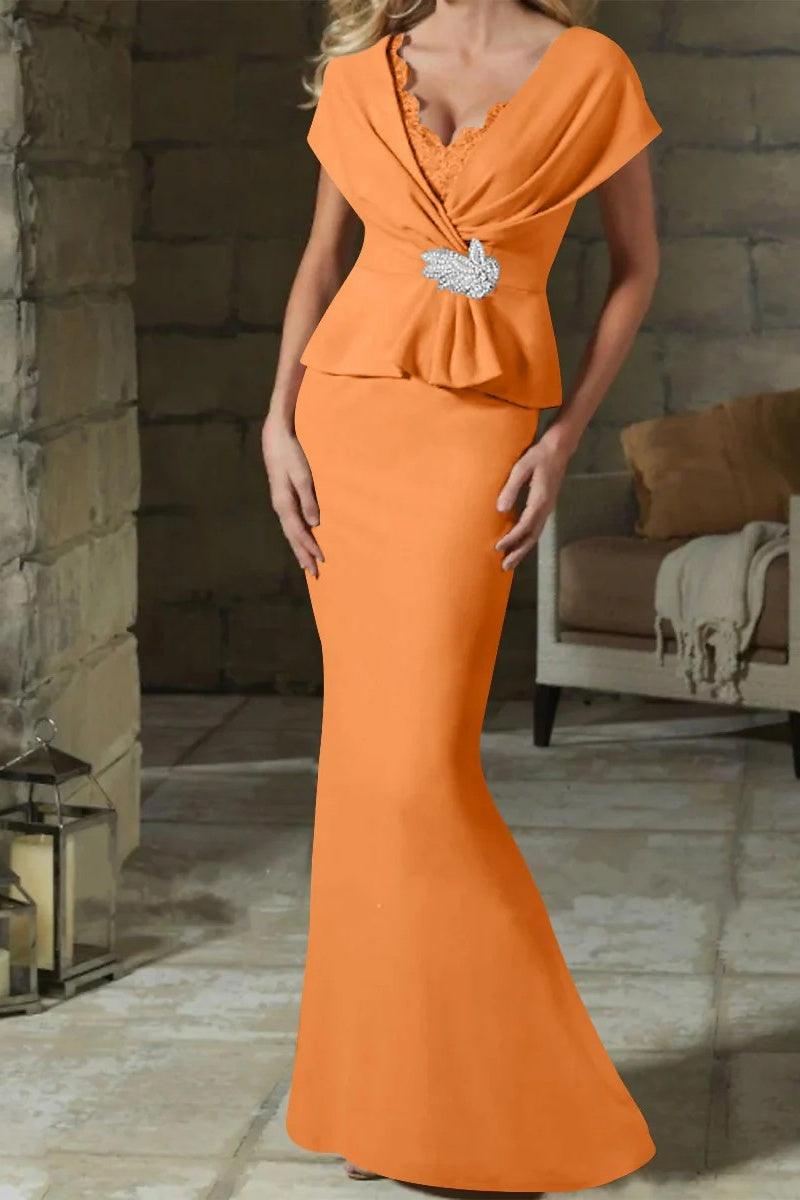 Sheath Column V Neck Mother of the Bride Dresses with Belt CM0346 - COCOMELODY