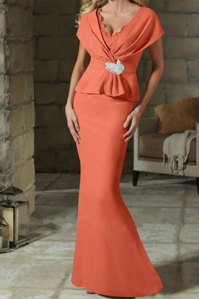 Sheath Column V Neck Mother of the Bride Dresses with Belt CM0346 - COCOMELODY