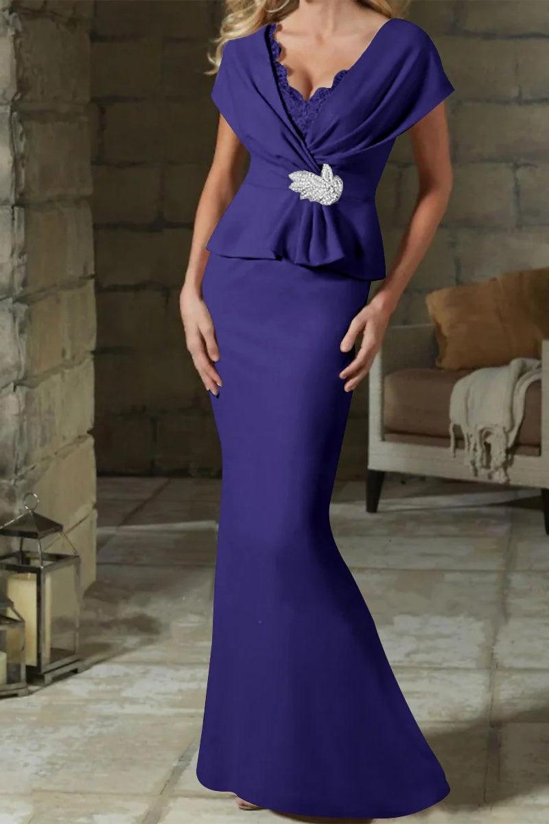 Sheath Column V Neck Mother of the Bride Dresses with Belt CM0346 - COCOMELODY