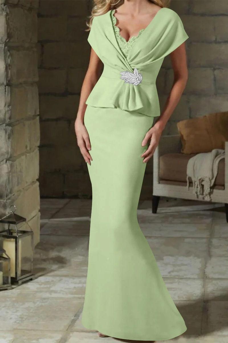 Sheath Column V Neck Mother of the Bride Dresses with Belt CM0346 - COCOMELODY
