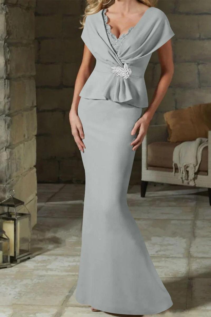 Sheath Column V Neck Mother of the Bride Dresses with Belt CM0346 - COCOMELODY