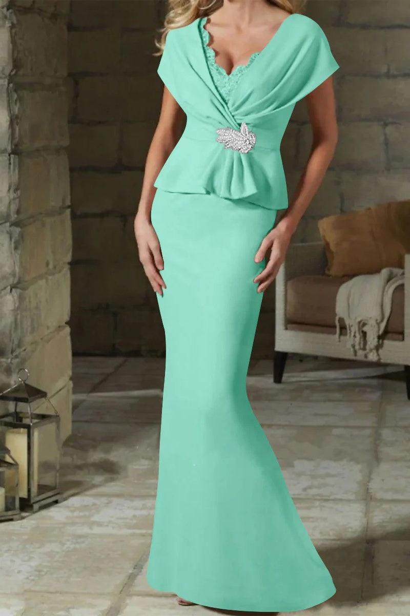 Sheath Column V Neck Mother of the Bride Dresses with Belt CM0346 - COCOMELODY