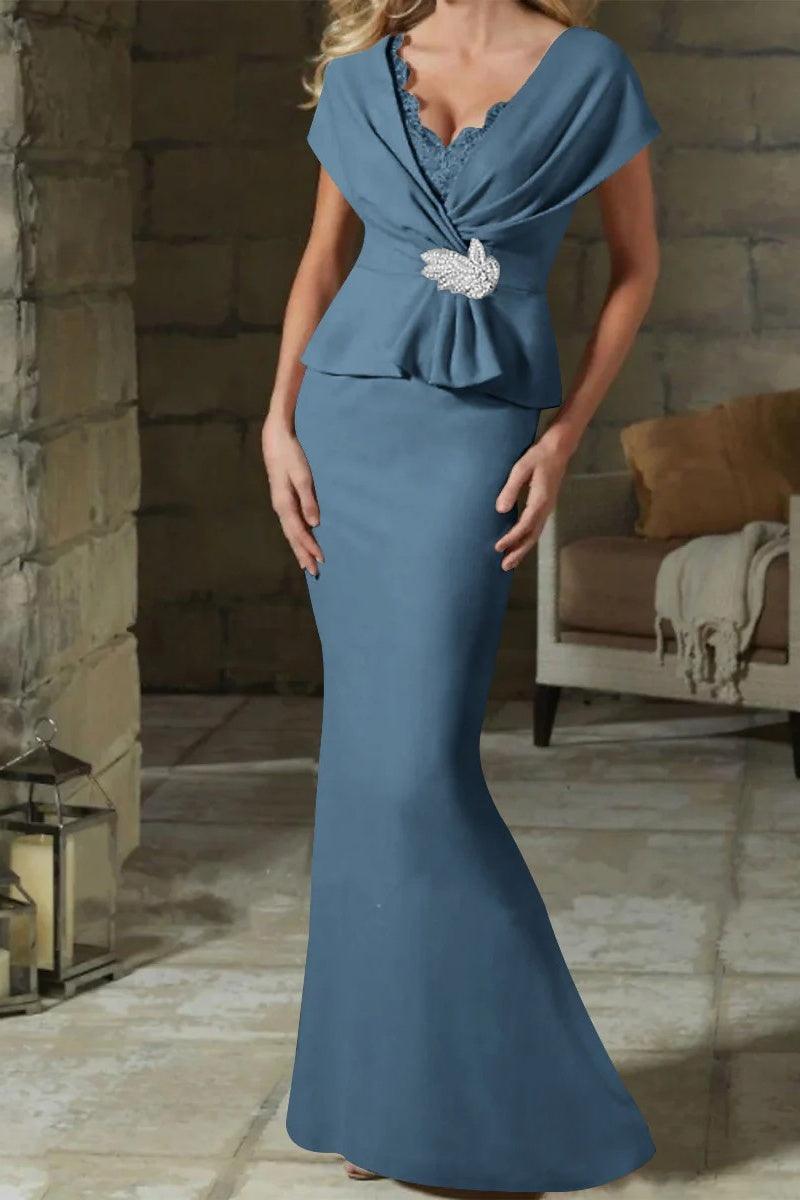 Sheath Column V Neck Mother of the Bride Dresses with Belt CM0346 - COCOMELODY