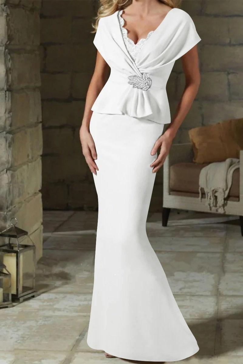 Sheath Column V Neck Mother of the Bride Dresses with Belt CM0346 - COCOMELODY
