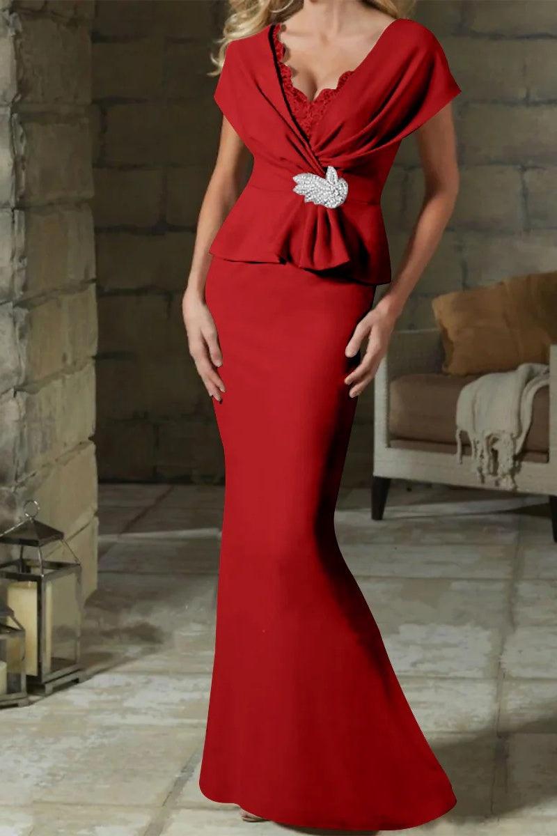 Sheath Column V Neck Mother of the Bride Dresses with Belt CM0346 - COCOMELODY