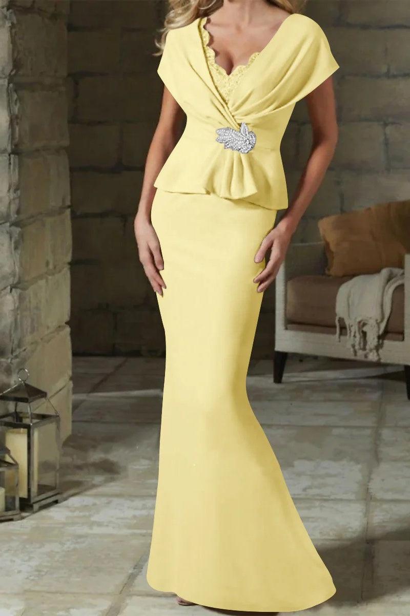 Sheath Column V Neck Mother of the Bride Dresses with Belt CM0346 - COCOMELODY