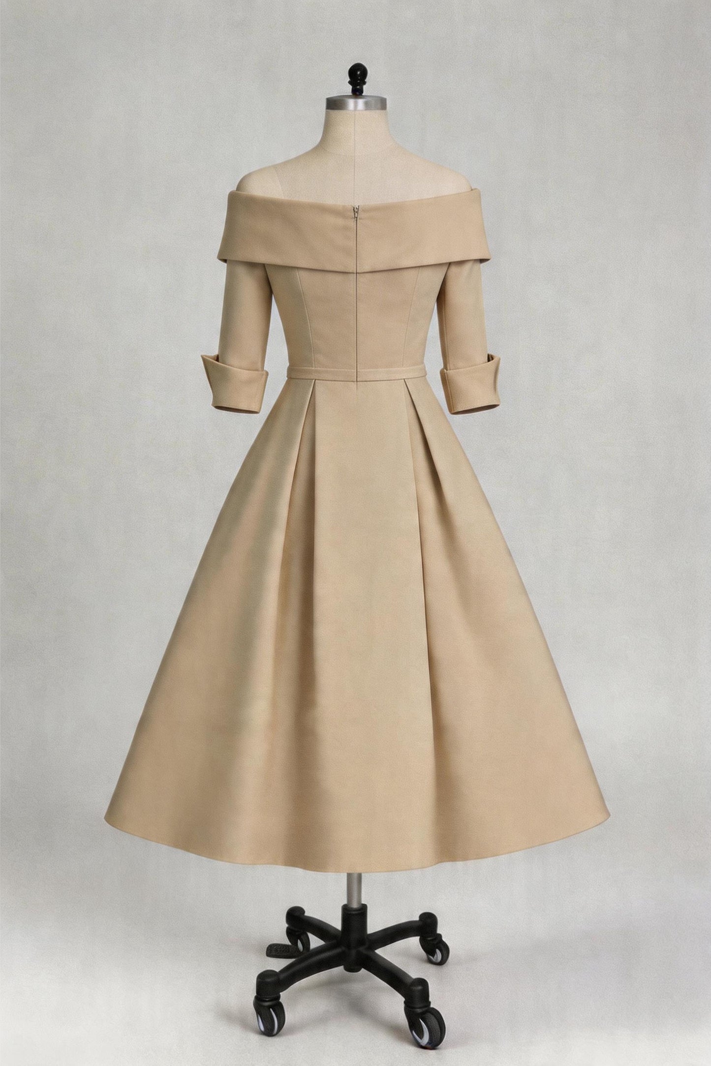 A Line Cowl Neck 3/4 Sleeves Tea Length Elegant Mother Dresses CM0348