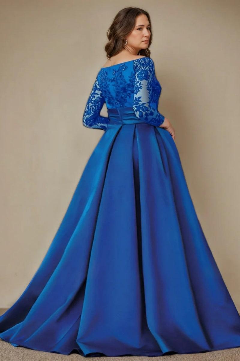 A Line Off the Shoulder 3/4 Length Sleeves Floor Length Mother Dresses CM0349 - COCOMELODY