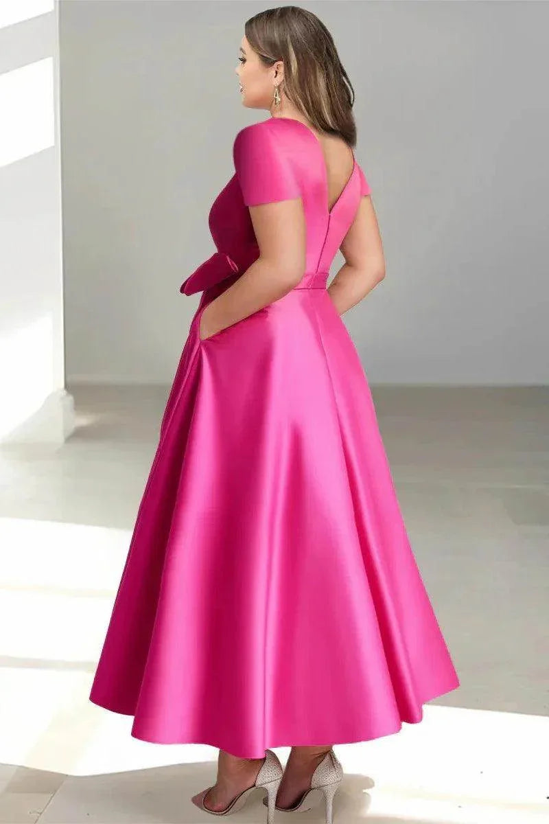 A-Line V-Neck Satin Plus Size Mother of the Bride Dresses COCOMELODY CM0350, M-Mulberry A-Line V-Neck Satin Plus Size Mother of the Bride Dresses COCOMELODY CM0350, M-Mulberry
