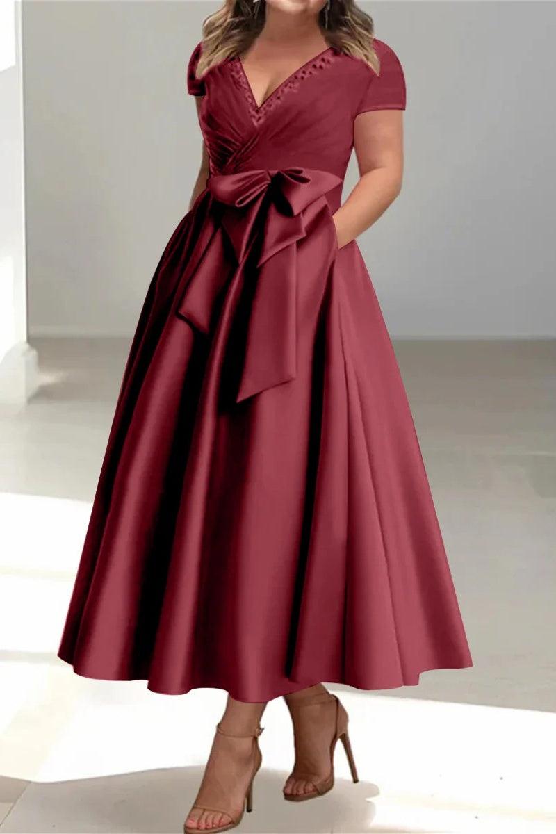A Line V Neck Mother of the Bride Dresses with Pockets CM0350 - COCOMELODY