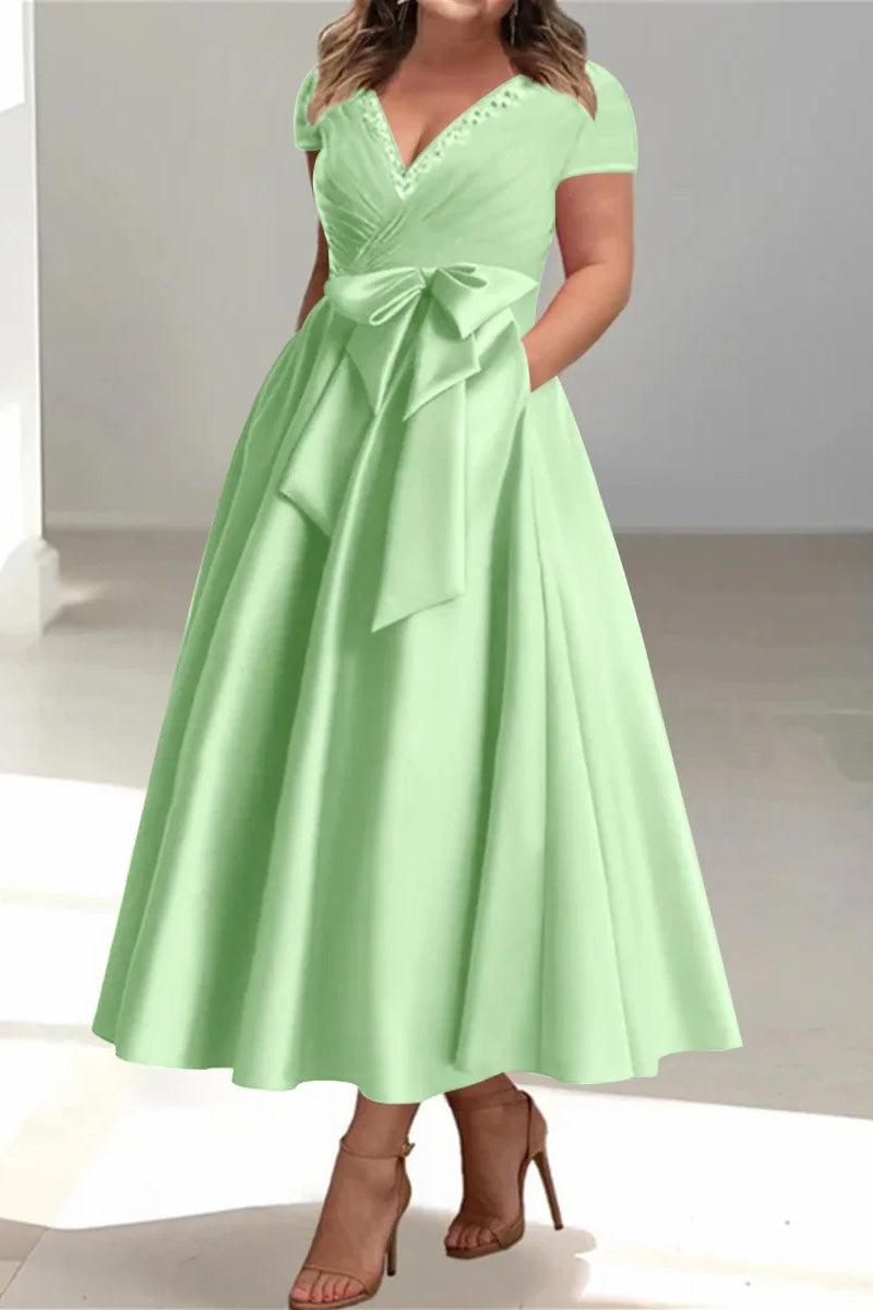 A Line V Neck Mother of the Bride Dresses with Pockets CM0350 - COCOMELODY