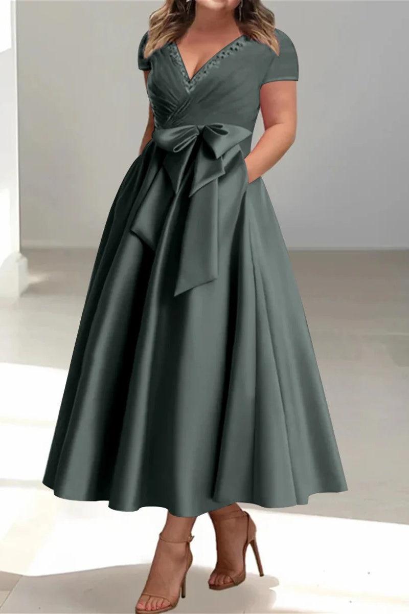 A Line V Neck Mother of the Bride Dresses with Pockets CM0350 - COCOMELODY