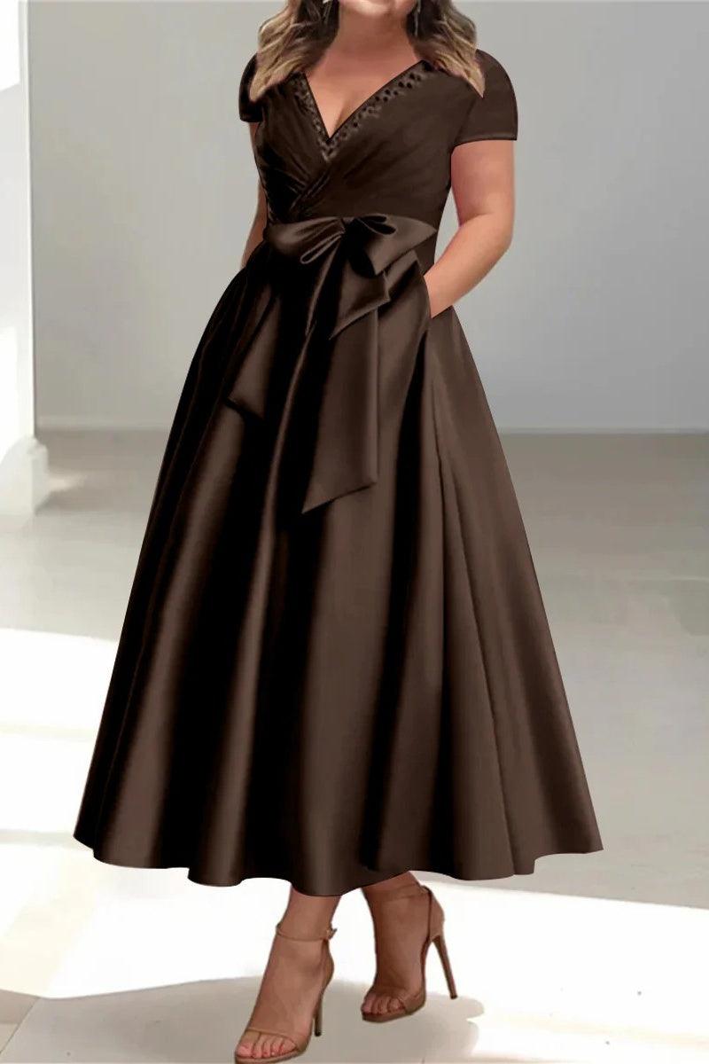A Line V Neck Mother of the Bride Dresses with Pockets CM0350 - COCOMELODY