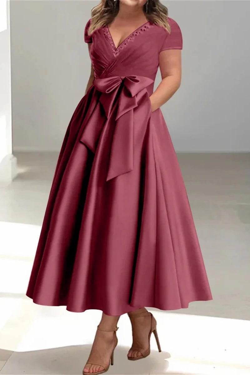 A Line V Neck Mother of the Bride Dresses with Pockets CM0350 - COCOMELODY