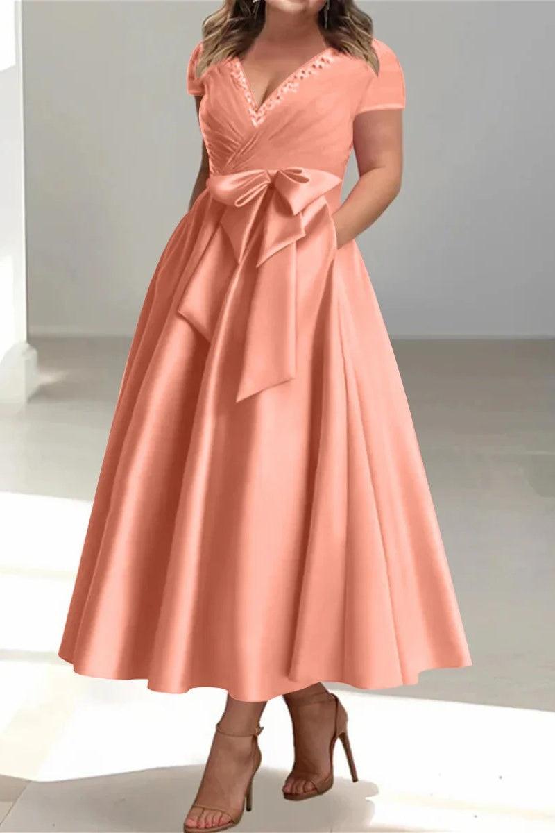A Line V Neck Mother of the Bride Dresses with Pockets CM0350 - COCOMELODY