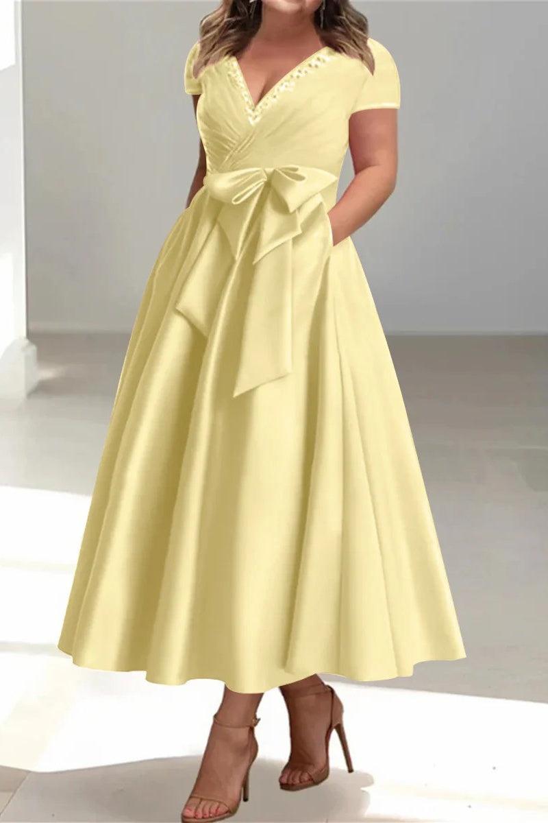 A Line V Neck Mother of the Bride Dresses with Pockets CM0350 - COCOMELODY