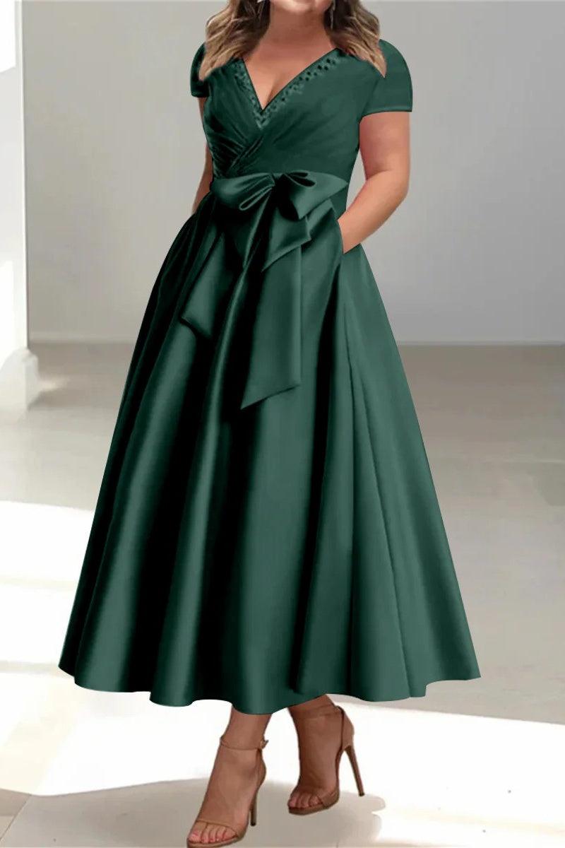 A Line V Neck Mother of the Bride Dresses with Pockets CM0350 - COCOMELODY