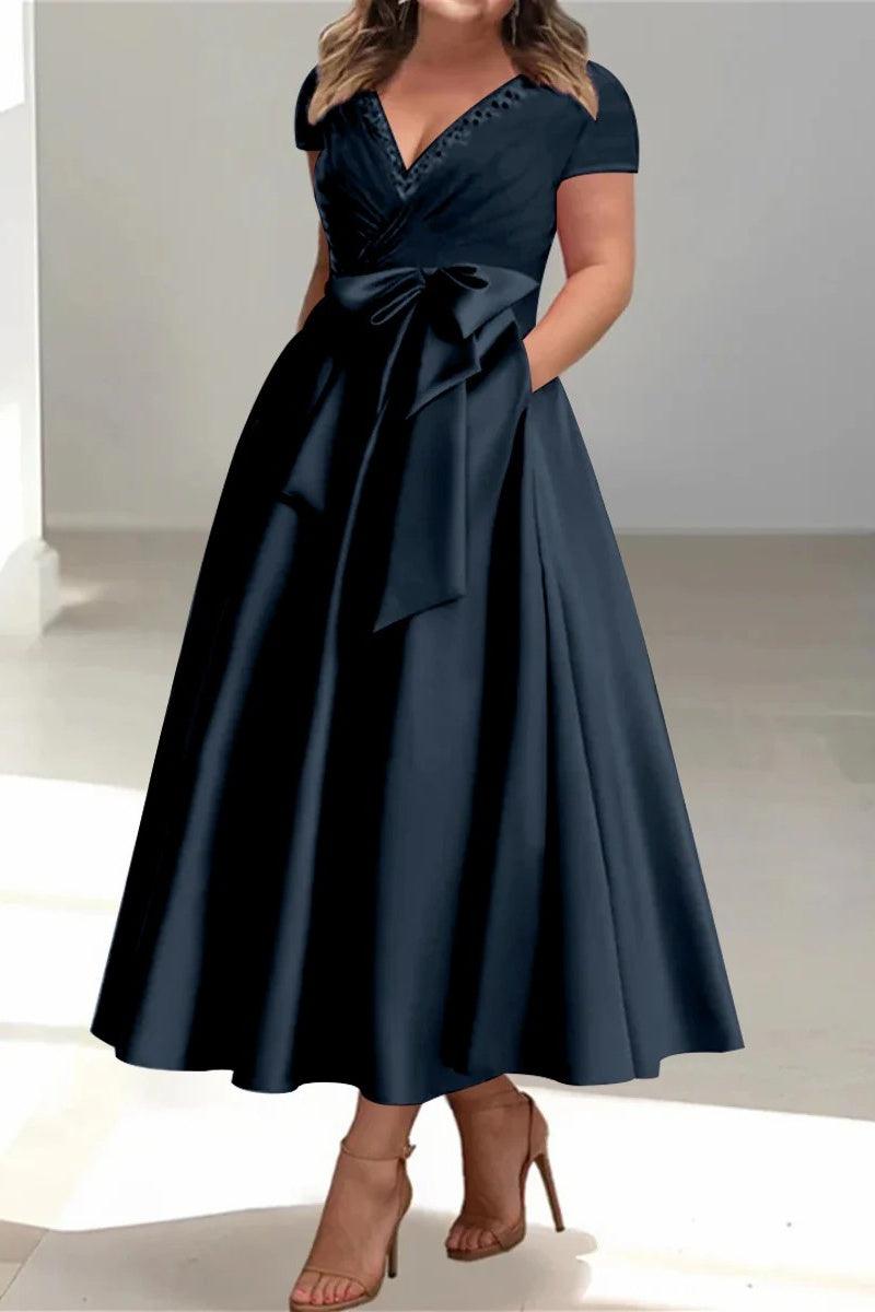 A Line V Neck Mother of the Bride Dresses with Pockets CM0350 - COCOMELODY