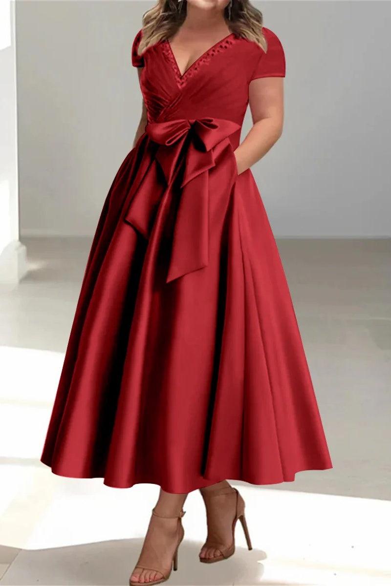 A Line V Neck Mother of the Bride Dresses with Pockets CM0350 - COCOMELODY
