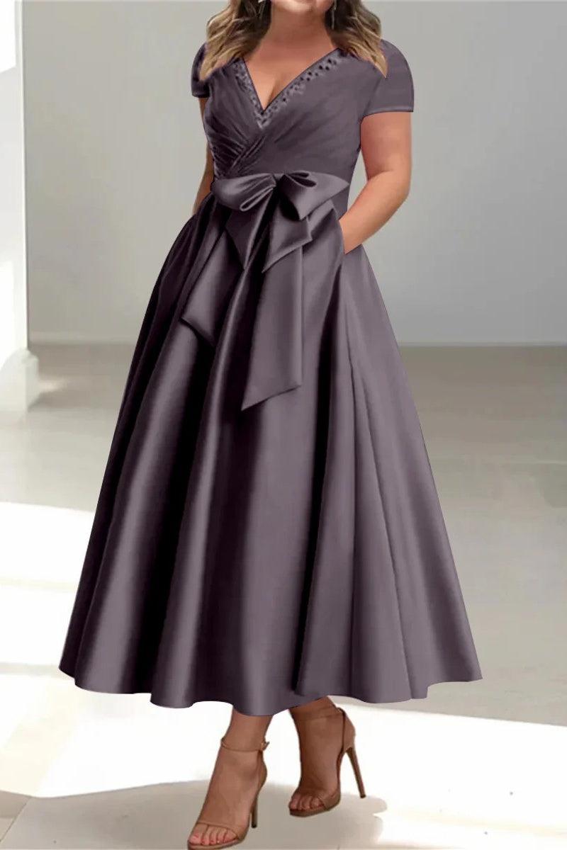 A Line V Neck Mother of the Bride Dresses with Pockets CM0350 - COCOMELODY