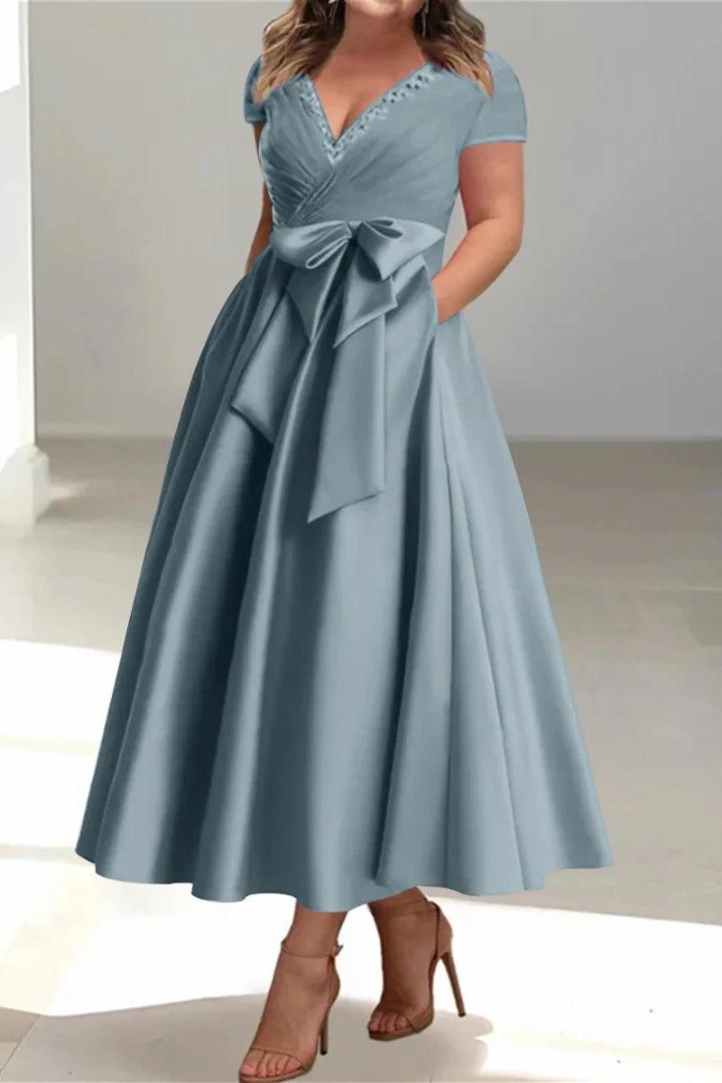 A Line V Neck Mother of the Bride Dresses with Pockets CM0350 - COCOMELODY