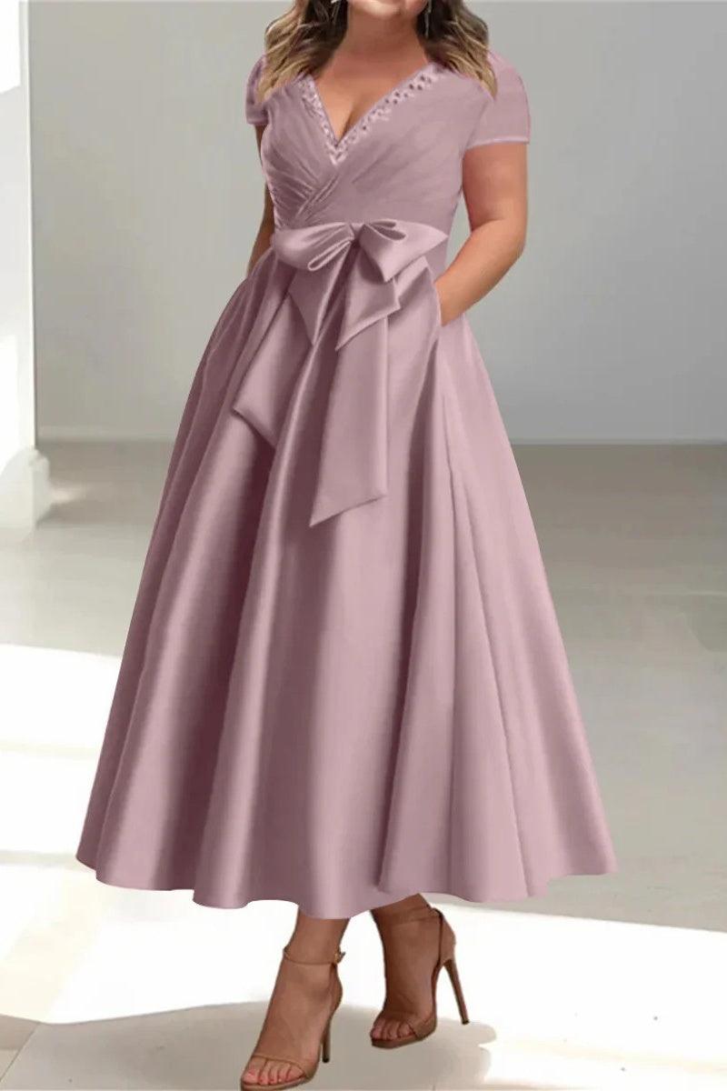 A Line V Neck Mother of the Bride Dresses with Pockets CM0350 - COCOMELODY