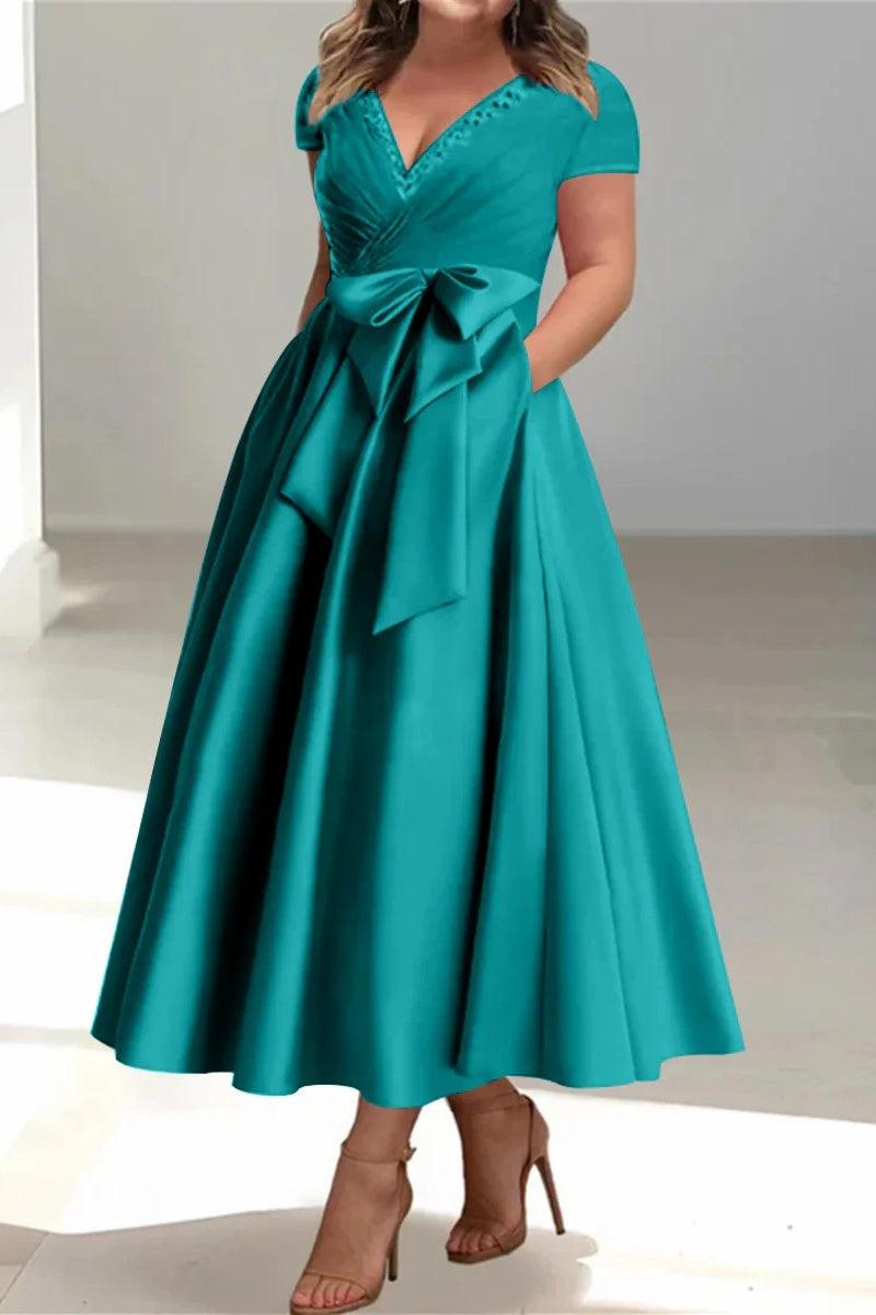 A Line V Neck Mother of the Bride Dresses with Pockets CM0350 - COCOMELODY