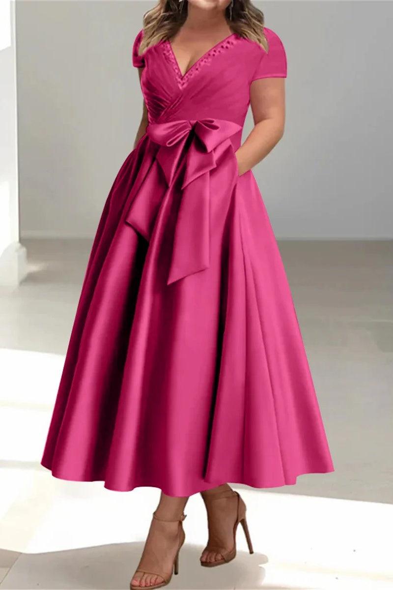 A Line V Neck Mother of the Bride Dresses with Pockets CM0350 - COCOMELODY