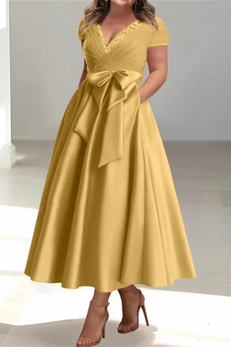 A Line V Neck Mother of the Bride Dresses with Pockets CM0350 - COCOMELODY