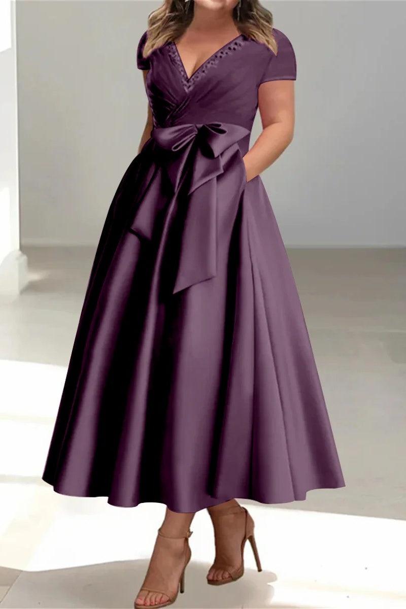 A Line V Neck Mother of the Bride Dresses with Pockets CM0350 - COCOMELODY