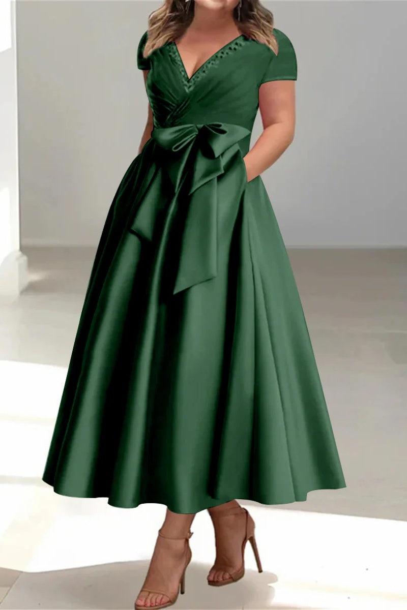 A Line V Neck Mother of the Bride Dresses with Pockets CM0350 - COCOMELODY