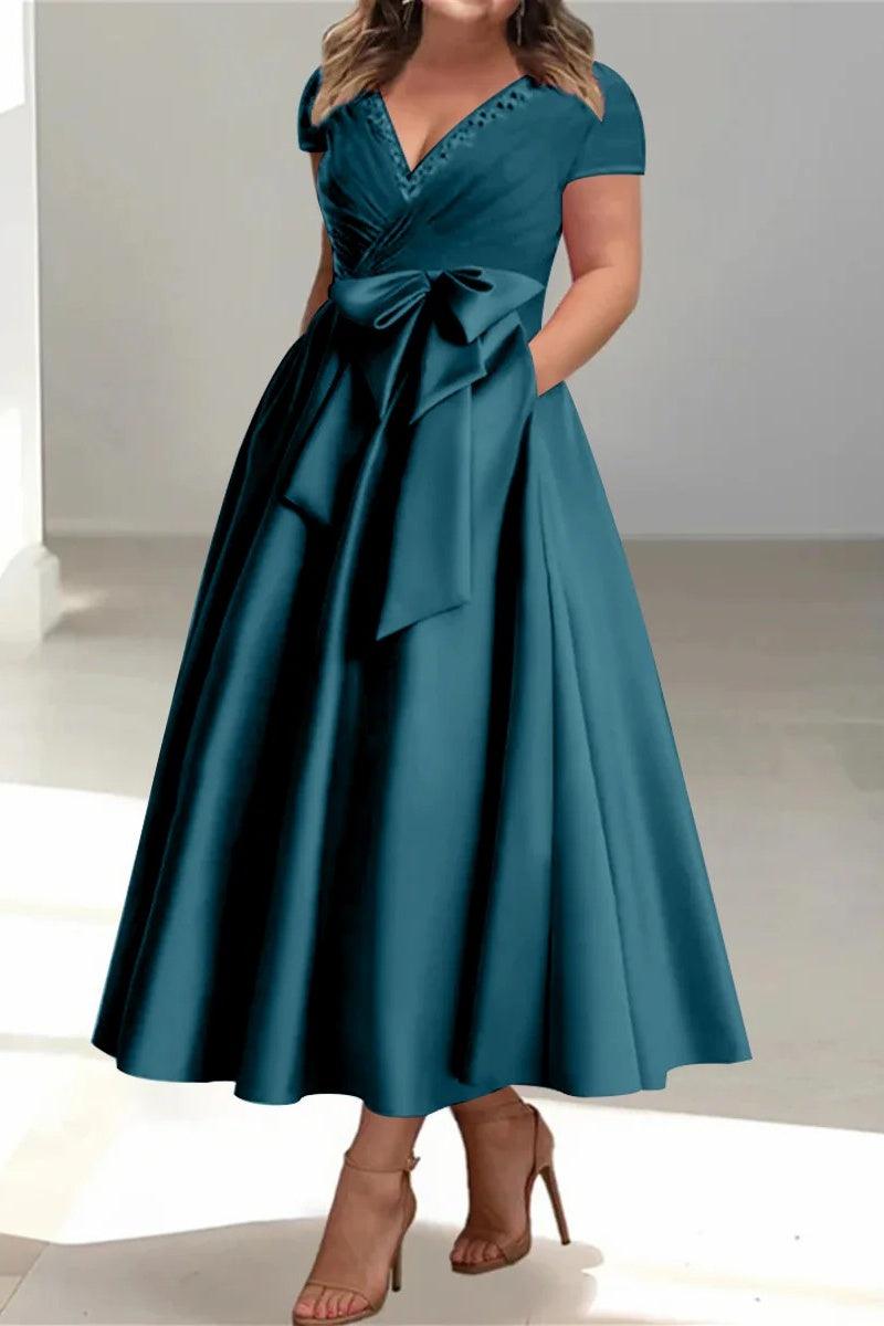 A Line V Neck Mother of the Bride Dresses with Pockets CM0350 - COCOMELODY
