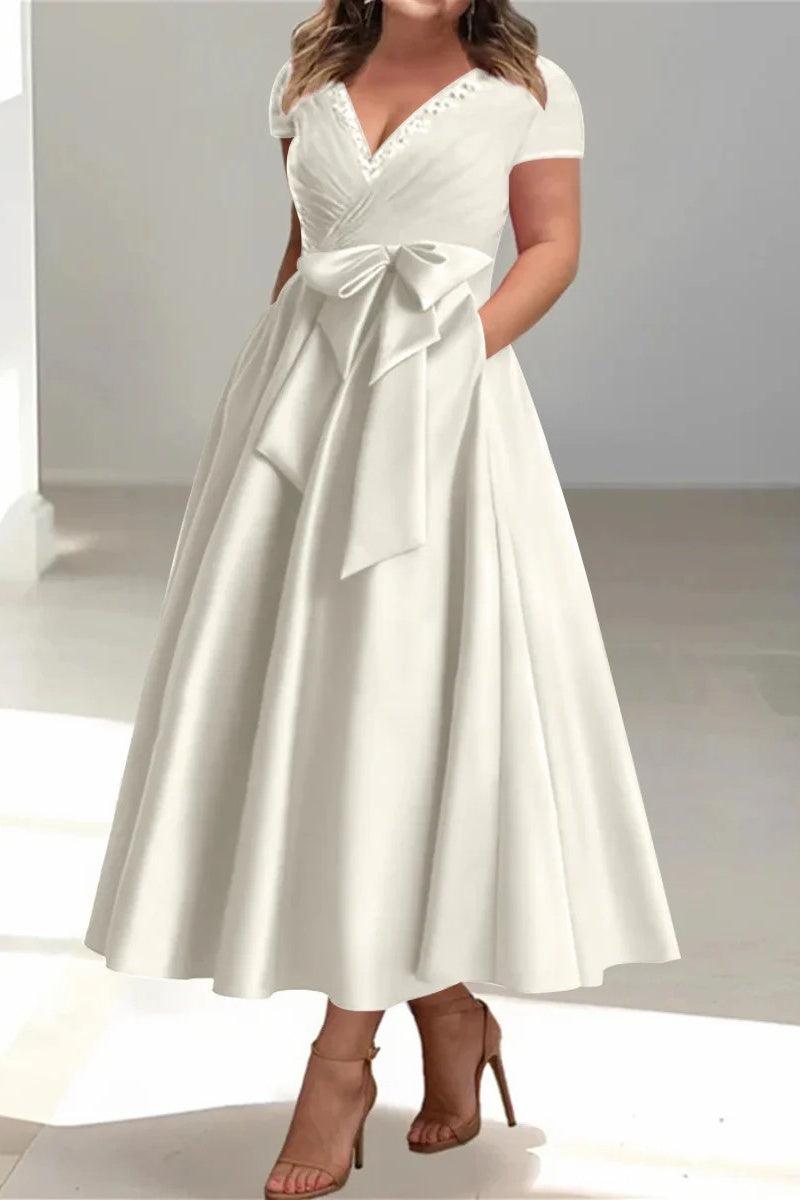 A Line V Neck Mother of the Bride Dresses with Pockets CM0350 - COCOMELODY