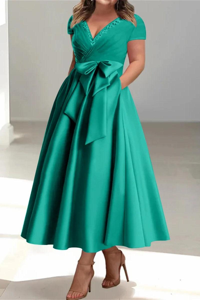 A Line V Neck Mother of the Bride Dresses with Pockets CM0350 - COCOMELODY