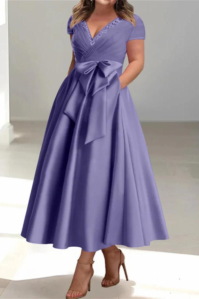 A Line V Neck Mother of the Bride Dresses with Pockets CM0350 - COCOMELODY