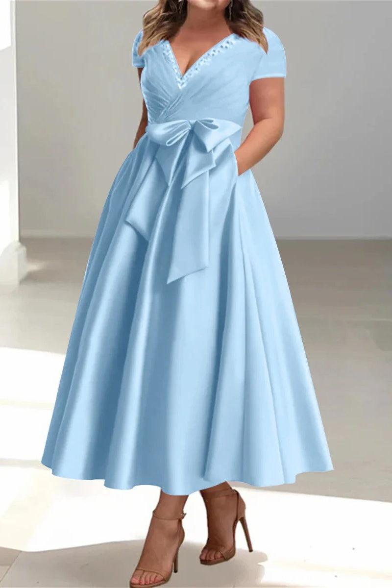A Line V Neck Mother of the Bride Dresses with Pockets CM0350 - COCOMELODY