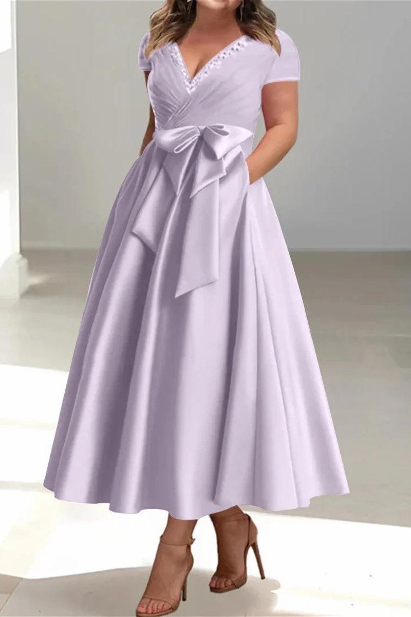 A Line V Neck Mother of the Bride Dresses with Pockets CM0350 - COCOMELODY