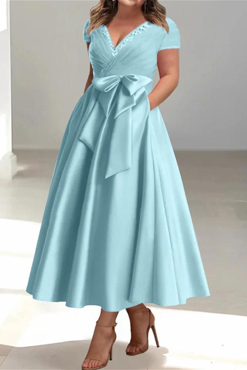 A Line V Neck Mother of the Bride Dresses with Pockets CM0350 - COCOMELODY