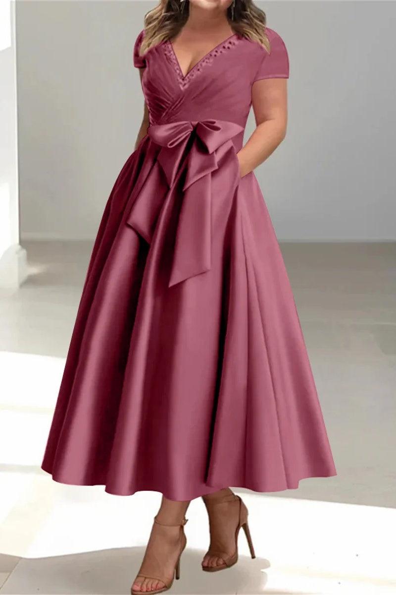 A Line V Neck Mother of the Bride Dresses with Pockets CM0350 - COCOMELODY