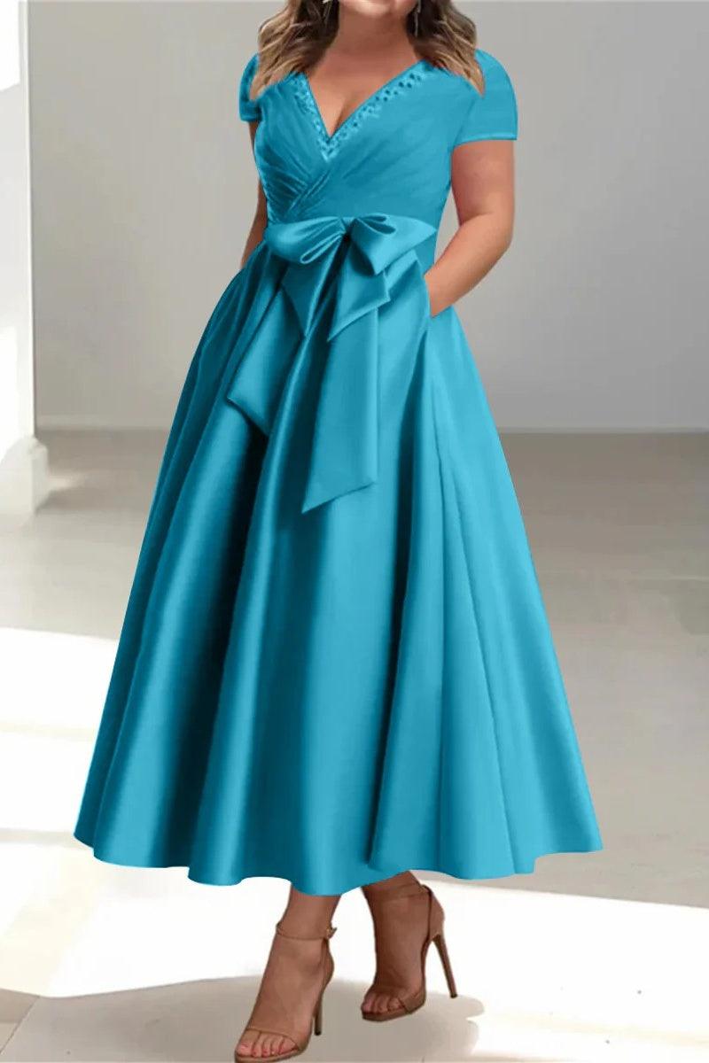 A Line V Neck Mother of the Bride Dresses with Pockets CM0350 - COCOMELODY