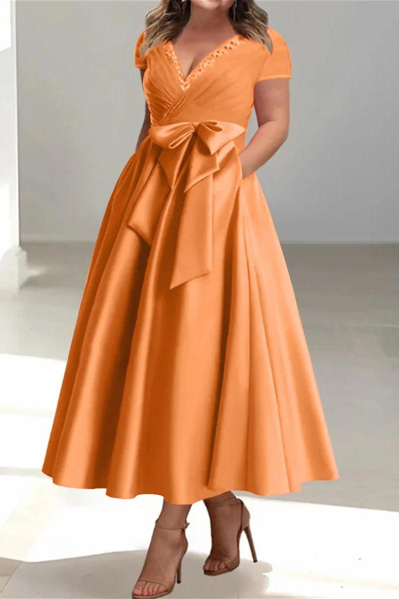 A Line V Neck Mother of the Bride Dresses with Pockets CM0350 - COCOMELODY