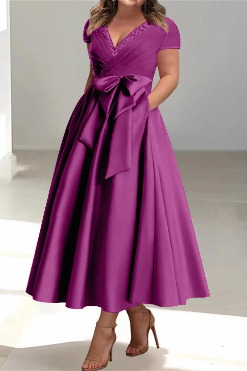 A Line V Neck Mother of the Bride Dresses with Pockets CM0350 - COCOMELODY