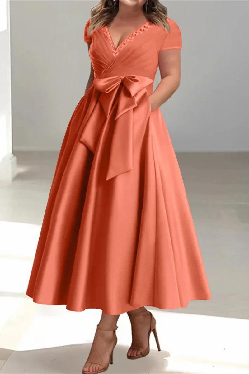 A Line V Neck Mother of the Bride Dresses with Pockets CM0350 - COCOMELODY