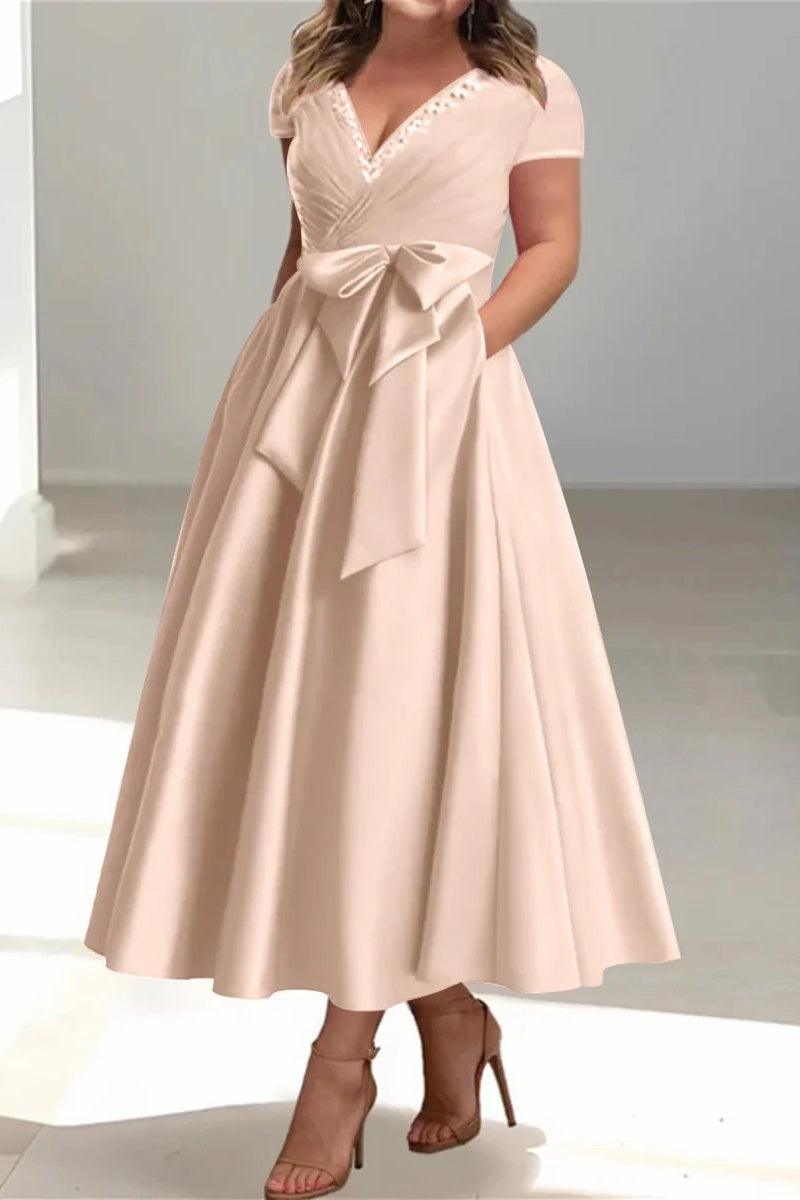 A Line V Neck Mother of the Bride Dresses with Pockets CM0350 - COCOMELODY